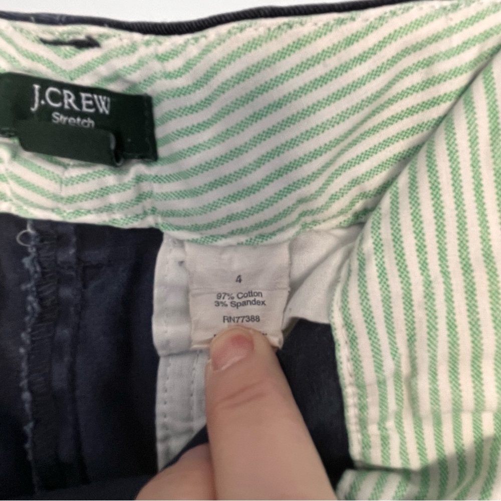 NAVY J CREW DISTRESSED BERMUDA SHORTS - Picture 2 of 7